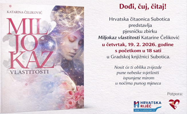 Predstavljanje pjesničke zbirke „Mijokaz vlastitosti“ Katarine Čeliković večeras u Subotici